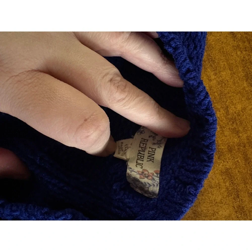 Pink Republic Girls Cobalt Blue Cable Knit Sweater Crew‎ Neck Size L 14